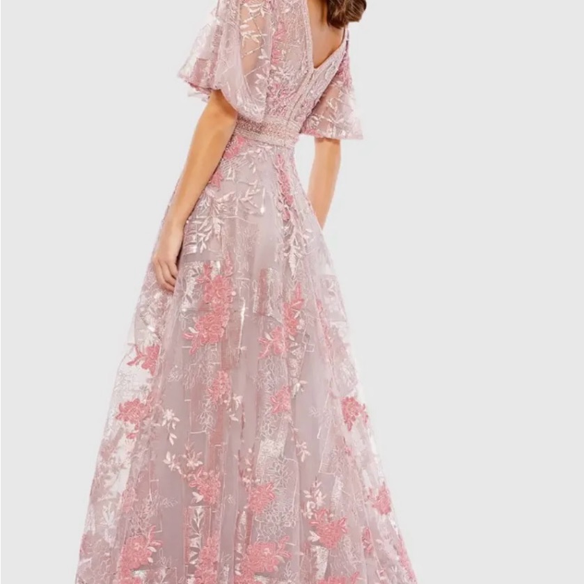 Mac Duggal Blush Pink Floral Maxi Dress